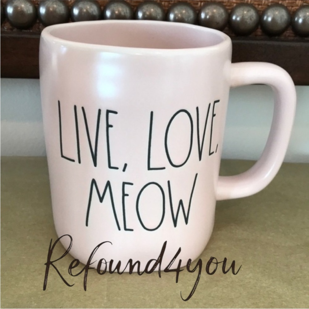 Rae Dunn - 3/$48 - ‘Live, Love, Meow’ ceramic mug.  Pink NWT